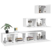 vidaXL 4-tlg. TV-Schrank-Set Hochglanz-Wei&szlig; Holzwerkstoff