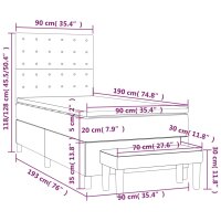 WOWONA Boxspringbett mit Matratze Dunkelbraun 90x190 cm Stoff