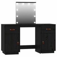 vidaXL Schminktisch-Set mit LED Schwarz Massivholz Kiefer