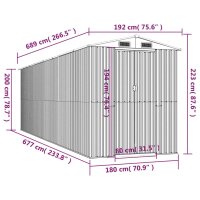 vidaXL Ger&auml;teschuppen Gr&uuml;n 192x689x223 cm Verzinkter Stahl