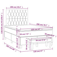 WOWONA Boxspringbett mit Matratze Taupe 120x200 cm Stoff