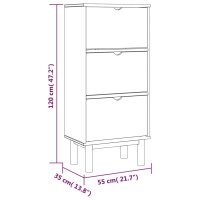 vidaXL Schuhschrank OTTA mit 3 Schubladen Braun&amp;Grau Massivholz Kiefer