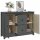 vidaXL Sideboard Grau 100x35x74 cm Massivholz Kiefer