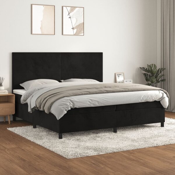 vidaXL Boxspringbett mit Matratze Schwarz 200x200 cm Samt