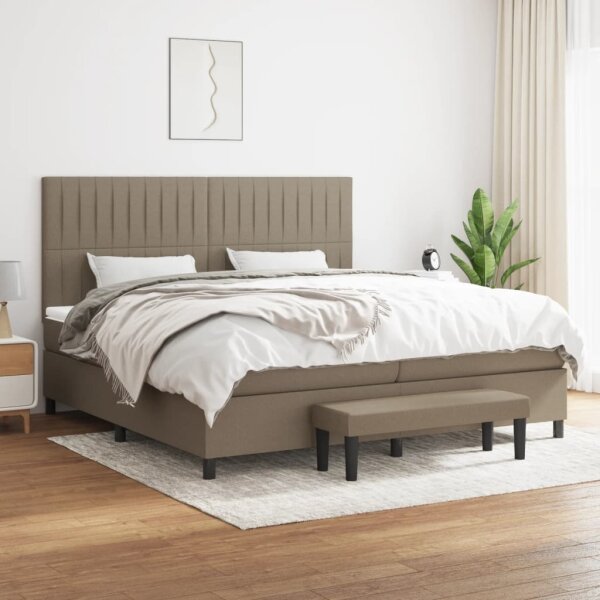 vidaXL Boxspringbett mit Matratze Taupe 200x200 cm Stoff