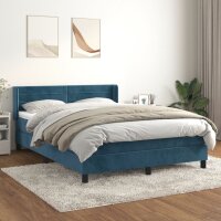 vidaXL Boxspringbett mit Matratze Dunkelblau 140x200 cm Samt