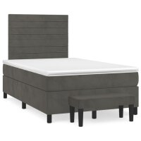 vidaXL Boxspringbett mit Matratze Dunkelgrau 120x200 cm Samt