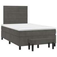 vidaXL Boxspringbett mit Matratze Dunkelgrau 120x200 cm Samt