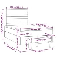 vidaXL Boxspringbett mit Matratze Dunkelgrau 120x200 cm Samt