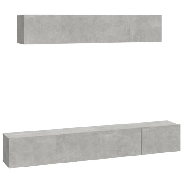 vidaXL 4-tlg. TV-Schrank-Set Betongrau Holzwerkstoff