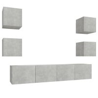 vidaXL 6-tlg. TV-Schrank-Set Betongrau Holzwerkstoff