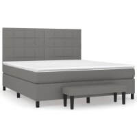 vidaXL Boxspringbett mit Matratze Dunkelgrau 160x200 cm Stoff