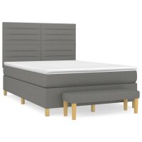 vidaXL Boxspringbett mit Matratze Dunkelgrau 140x200 cm Stoff