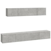 vidaXL 4-tlg. TV-Schrank-Set Betongrau Holzwerkstoff