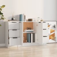 vidaXL Sideboards 3 Stk. Wei&szlig; Holzwerkstoff