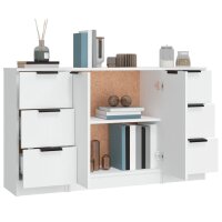 vidaXL Sideboards 3 Stk. Wei&szlig; Holzwerkstoff