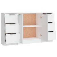 vidaXL Sideboards 3 Stk. Wei&szlig; Holzwerkstoff