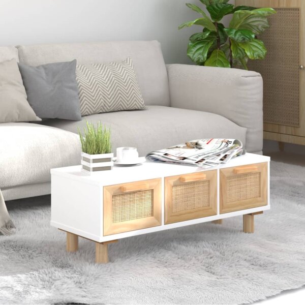 vidaXL Couchtisch Wei&szlig; 80x40x30 cm Holzwerkstoff &amp; Massivholz Kiefer