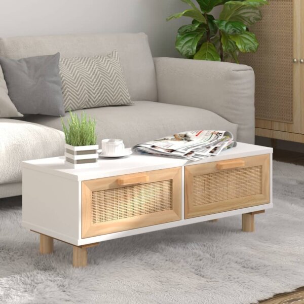 vidaXL Couchtisch Wei&szlig; 80x40x30 cm Holzwerkstoff &amp; Massivholz Kiefer