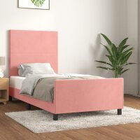 vidaXL Bettgestell mit Kopfteil Rosa 90x200 cm Samt