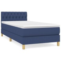 vidaXL Boxspringbett mit Matratze Blau 80x200 cm Stoff