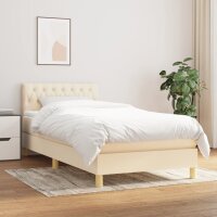 vidaXL Boxspringbett mit Matratze Creme 80x200 cm Stoff