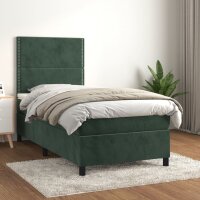 vidaXL Boxspringbett mit Matratze Dunkelgr&uuml;n 100x200 cm Samt