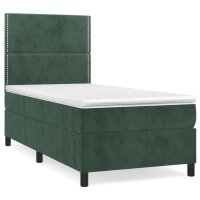 vidaXL Boxspringbett mit Matratze Dunkelgr&uuml;n 100x200 cm Samt