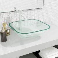 vidaXL Waschbecken Glas 42x42x14 cm Transparent