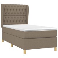 vidaXL Boxspringbett mit Matratze Taupe 90x190 cm Stoff