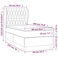 vidaXL Boxspringbett mit Matratze Taupe 90x190 cm Stoff