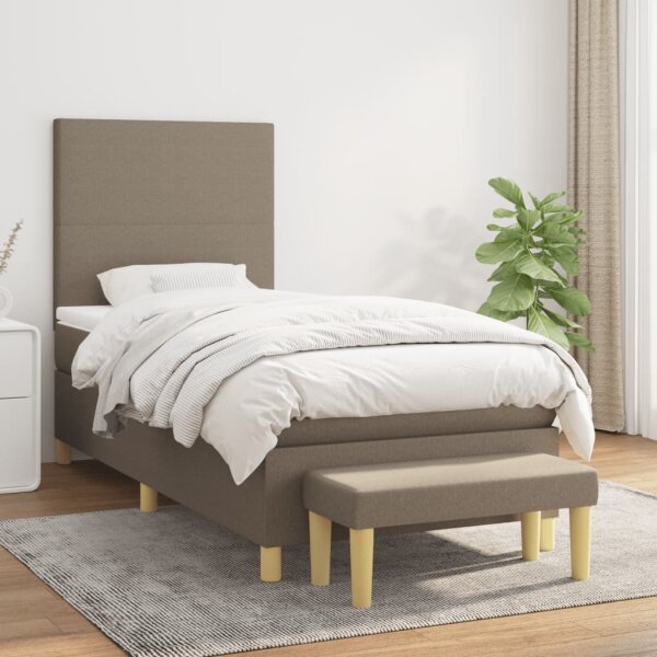 vidaXL Boxspringbett mit Matratze Taupe 90x190 cm Stoff