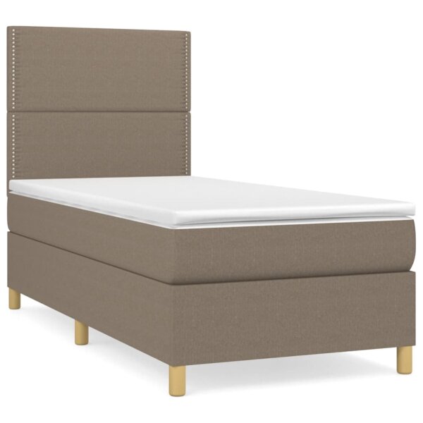 vidaXL Boxspringbett mit Matratze Taupe 90x190 cm Stoff