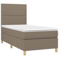 vidaXL Boxspringbett mit Matratze Taupe 90x190 cm Stoff