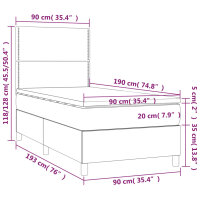 vidaXL Boxspringbett mit Matratze Taupe 90x190 cm Stoff