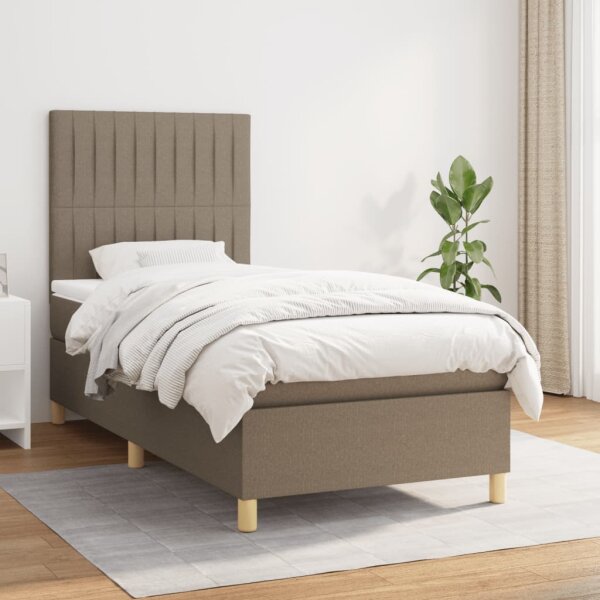 vidaXL Boxspringbett mit Matratze Taupe 90x190 cm Stoff