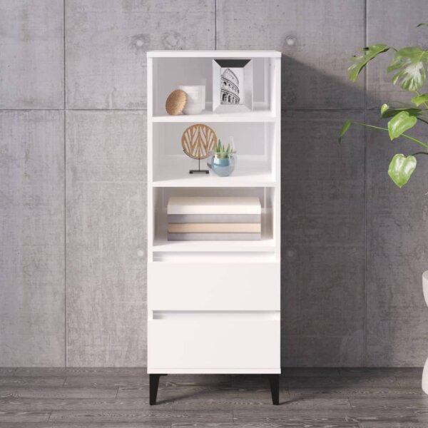 vidaXL Highboard Hochglanz-Wei&szlig; 40x36x110 cm Holzwerkstoff