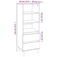 vidaXL Highboard Hochglanz-Wei&szlig; 40x36x110 cm Holzwerkstoff