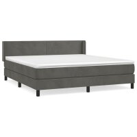 WOWONA Boxspringbett mit Matratze Dunkelgrau 180x200 cm Samt