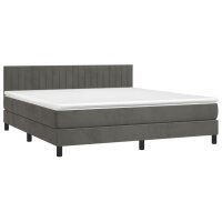 vidaXL Boxspringbett mit Matratze Dunkelgrau 180x200 cm Samt