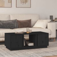 vidaXL Couchtisch Schwarz 110x50x40 cm Massivholz Kiefer