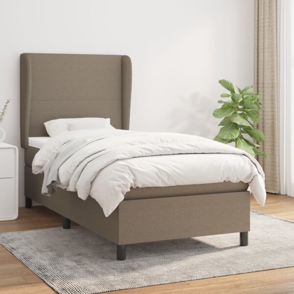 WOWONA Boxspringbett mit Matratze Taupe 80x200 cm Stoff