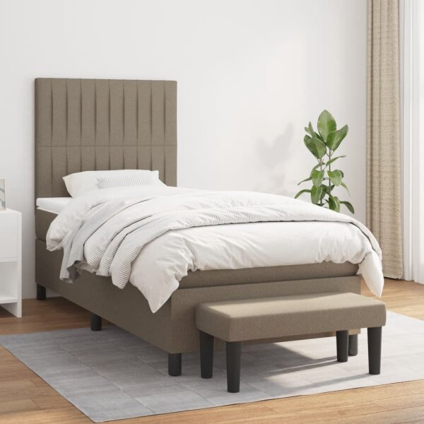 WOWONA Boxspringbett mit Matratze Taupe 80x200 cm Stoff