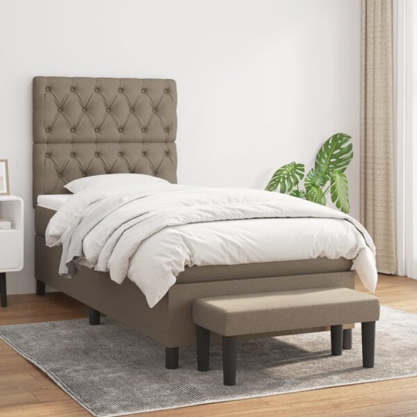 WOWONA Boxspringbett mit Matratze Taupe 80x200 cm Stoff