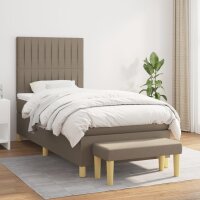 WOWONA Boxspringbett mit Matratze Taupe 100x200 cm Stoff