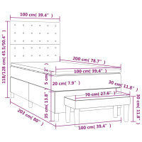 WOWONA Boxspringbett mit Matratze Taupe 100x200 cm Stoff