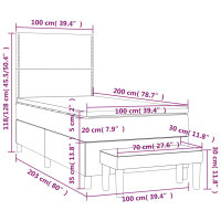 WOWONA Boxspringbett mit Matratze Taupe 100x200 cm Stoff