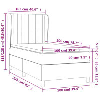 WOWONA Boxspringbett mit Matratze Taupe 100x200 cm Stoff