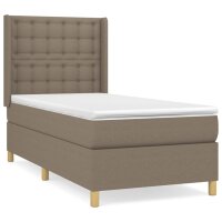 vidaXL Boxspringbett mit Matratze Taupe 100x200 cm Stoff