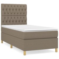 WOWONA Boxspringbett mit Matratze Taupe 100x200 cm Stoff